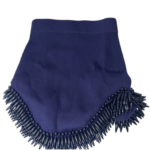Cult Gaia Arvid Short Knit Skirt in Evening Blue X-Small New Womens Beaded Mini - Picture 11 of 16